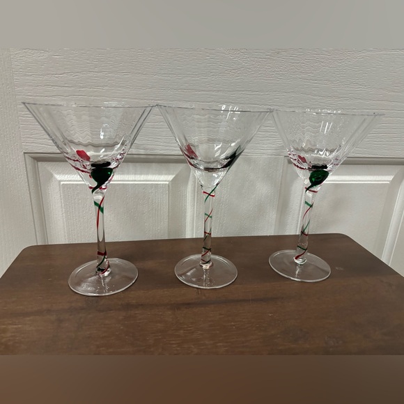 Pier 1 3 Martini Holiday Glasses - Picture 9 of 10